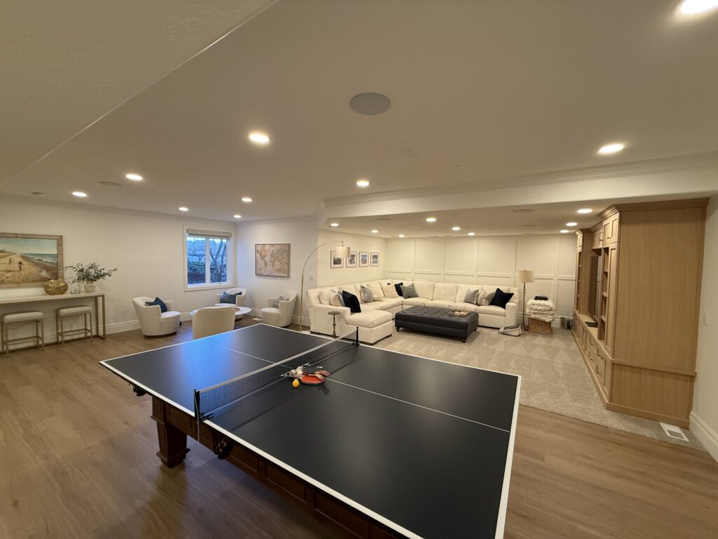 Basement Finishing with Ping Pong Table
